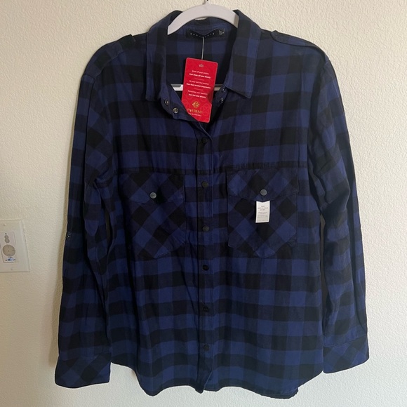 Sanctuary Tops - Sanctuary the boyfriend shirt flannel blue